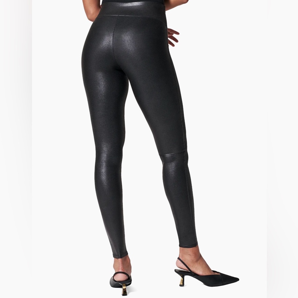 NWT SPANX Faux Leather Black Women's Leggings size Large - Picture 6 of 9